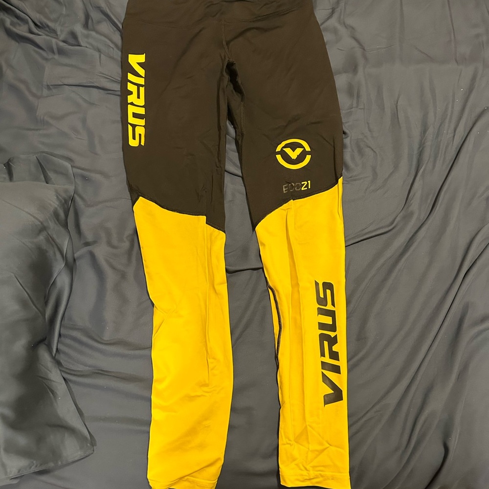 Virus Black and Yellow Athletic Leggings